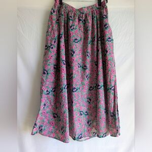 Sundry Anthropologie Floral Cotton Poplin Midi Skirt | Made in India